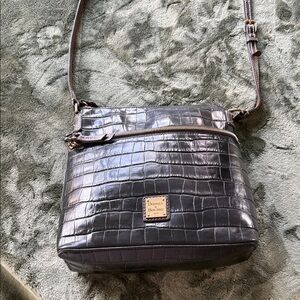 Dooney & Bourke Black Croc-Embossed Crossbody Bag
